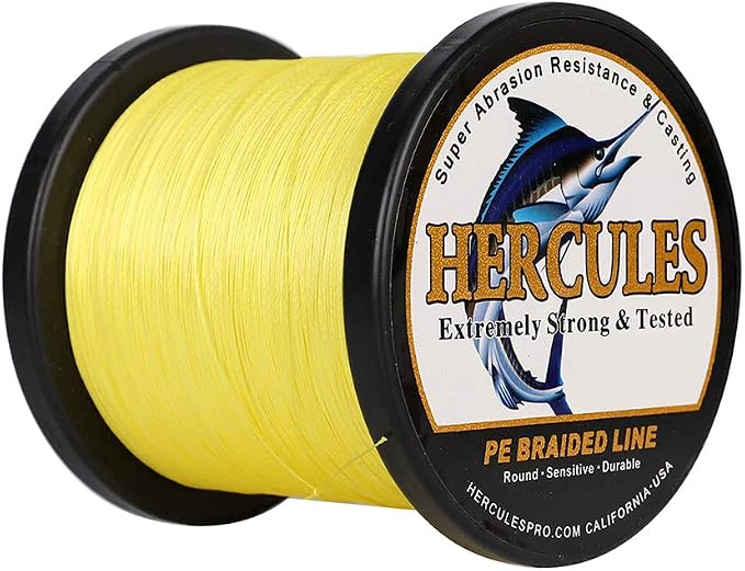 HERCULES Cost-Effective Super Strong 4 Strands Braided Fishing Line 6LB to 100LB Test for Salt-Water, 109/328 / 547/1094 Yards (100M / 300M / 500M / 1000M), Diam# 0.08MM - 0.55MM, Hi-Grade