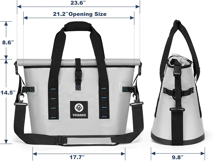 Vogano 40 Can Soft Cooler Bag - Insulated Leak-Proof Large Cooler Bag with Roll-Top Waterproof Seal | Portable Ice Chest for Camping, Beach, Travel, Picnics | 24HR Cold Retention