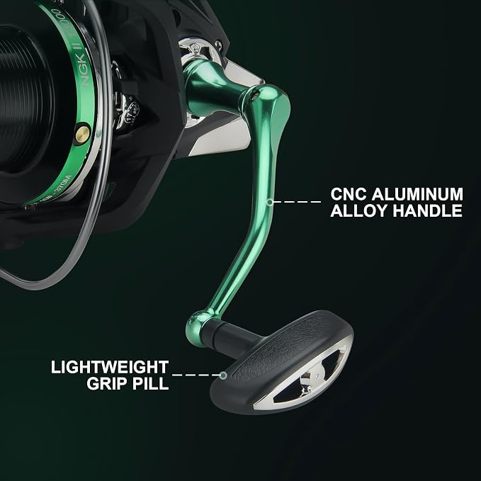 HAUT TON Spinning Reel 8000/9000/10000/12000/14000,6+1BB Metal Surf Fishing Reels,4.8:1 Gear Ratio 55lbs Drag Heavy Long Casting Inshore Saltwater Monster Fish