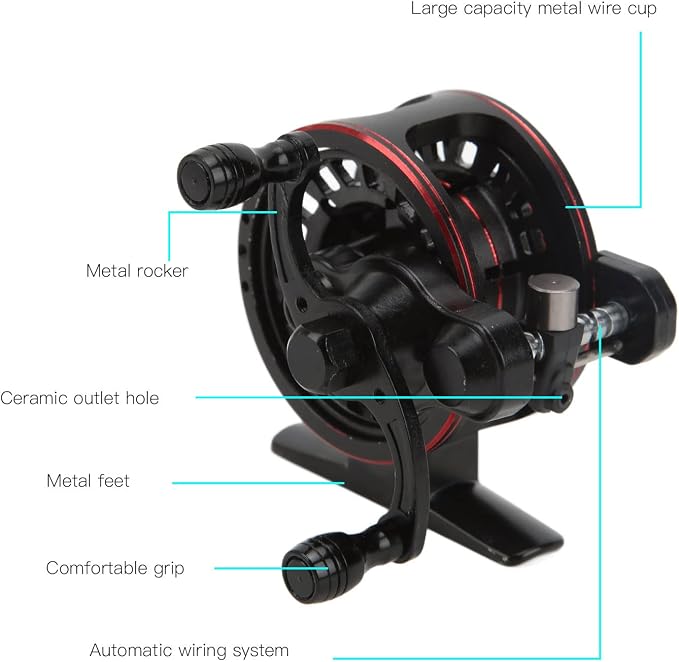 3+1 Bearing All Metal Reel for Ice Fishing Rock Fishing, 5kg/11.0lb Braking Force Wheel Speed Ratio 3.0:1 Double-Speed Fishing Line Reel (Left Hand)