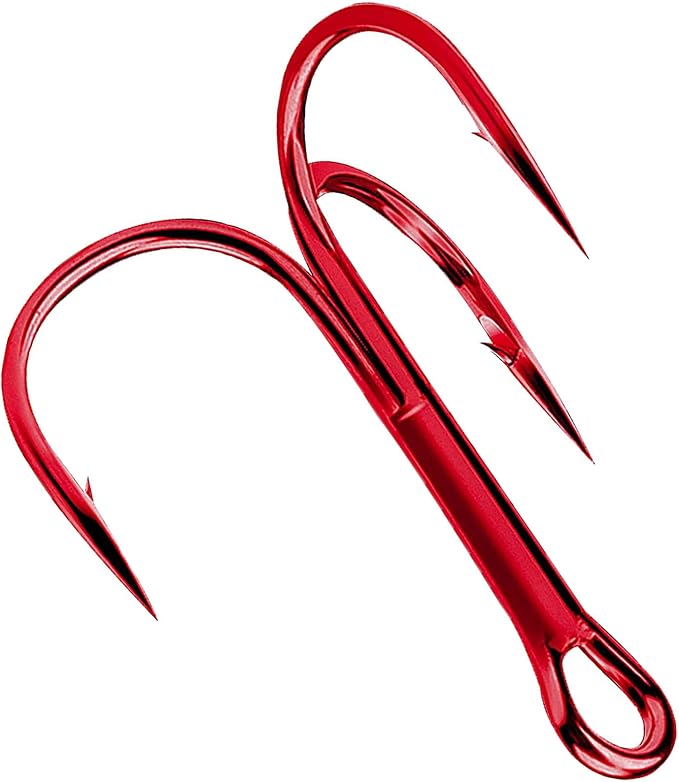 Fishing Treble Hooks Triple Fishing Hooks High Carbon Steel Barbed Sharp Round Bend Treble Hooks Replacement for Hard Lures Bait