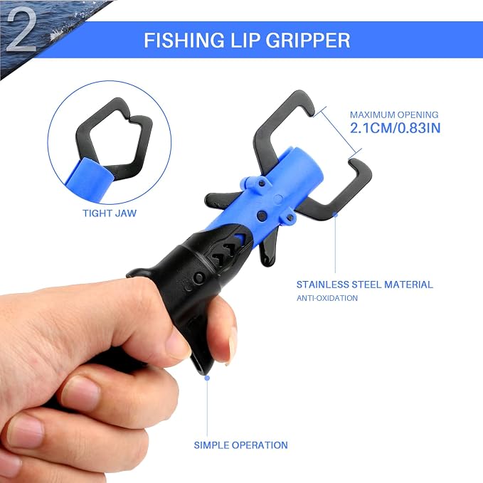 mouhike Fishing Pliers Fish Lip Gripper Fishing Tool Kit Muti-Function Saltwater Fishing Line Cutter Hook Remover with Sheath Lanyard, Fly Ice Fishing Gear Fishing Gifts for Men Women
