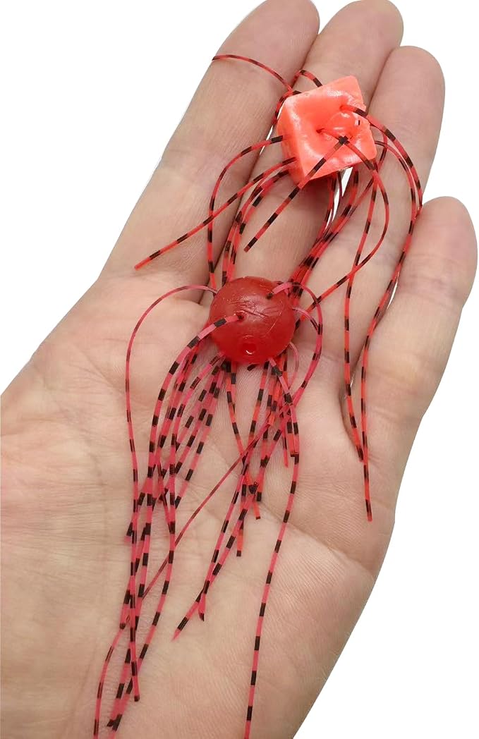 12PCS Silicone Round/Dice-Shaped Fishing Lures Handmade Floating Bass Lure with Multiple Tentacles Soft Plastic Baits for Catfish, Drop Shot, Finesse, Wacky Rig