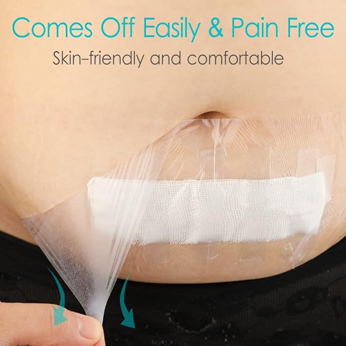 50 Pcs Waterproof Shower Protector Bandage | 6x10 Inch Large Wounds Showering Cover for Knee Replacement Surgery C Section Post Abdominal Surgery Hip Incision Adhesive Dressing Transparent Film