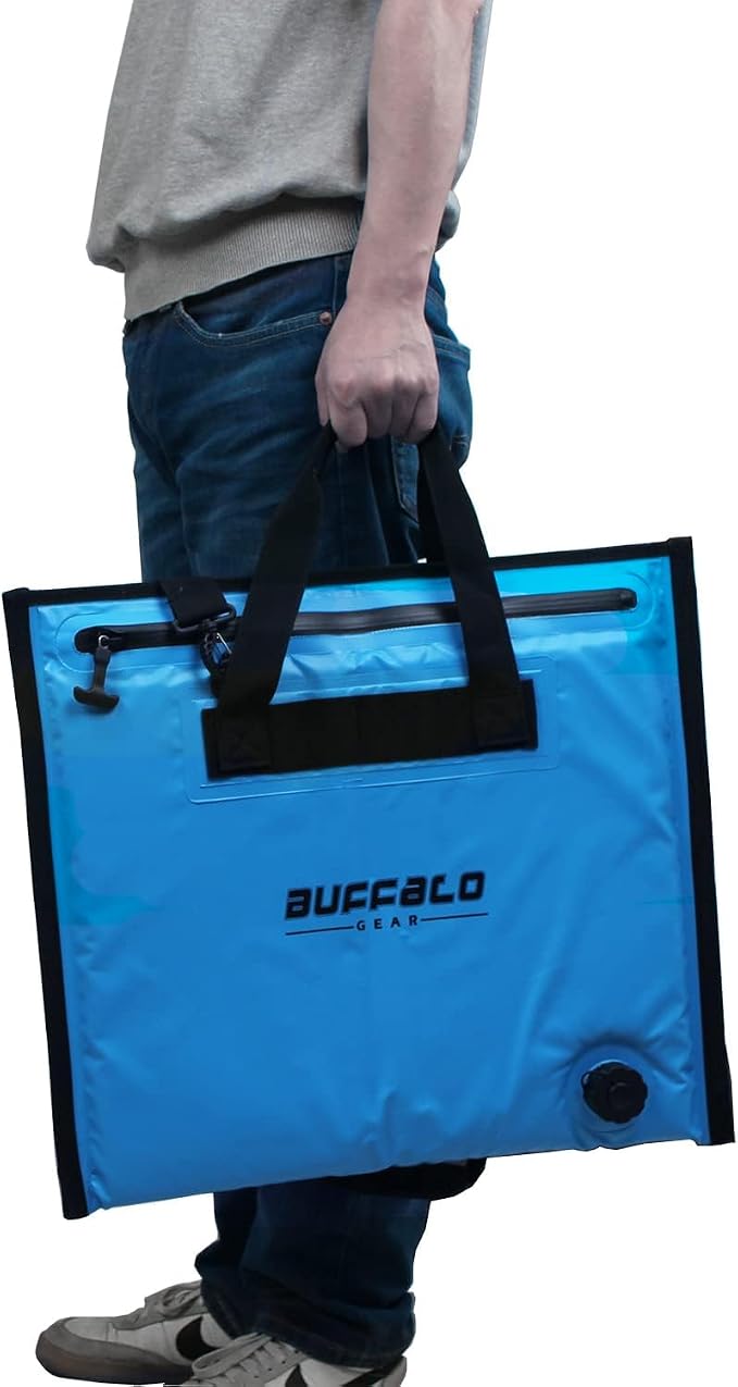 Buffalo Gear Insulated Cooler Bag - 20x18in Bait Cooler, Waterproof Fish Kill Bag