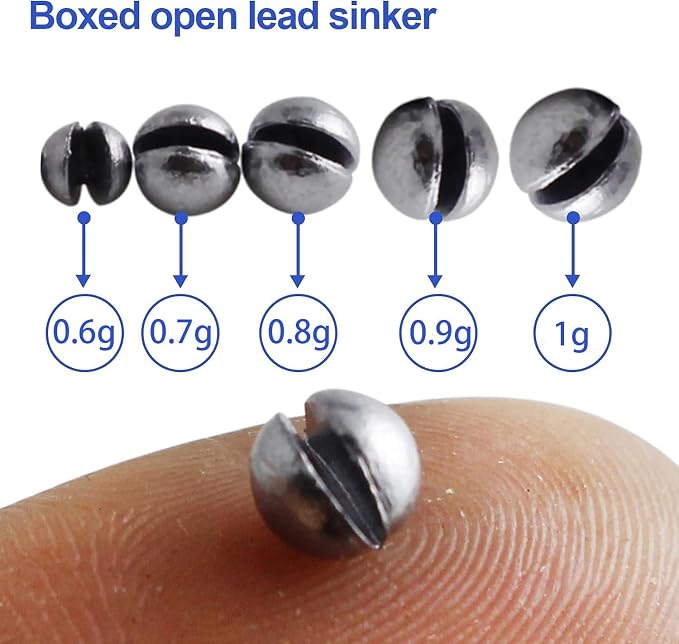 Fishing Weights Sinkers, Split Shot Sinkers Kit Removable Round Lead Weights Assorted Sizes (100/117/205/250PCS) for Bass Trout Panfish Fishing
