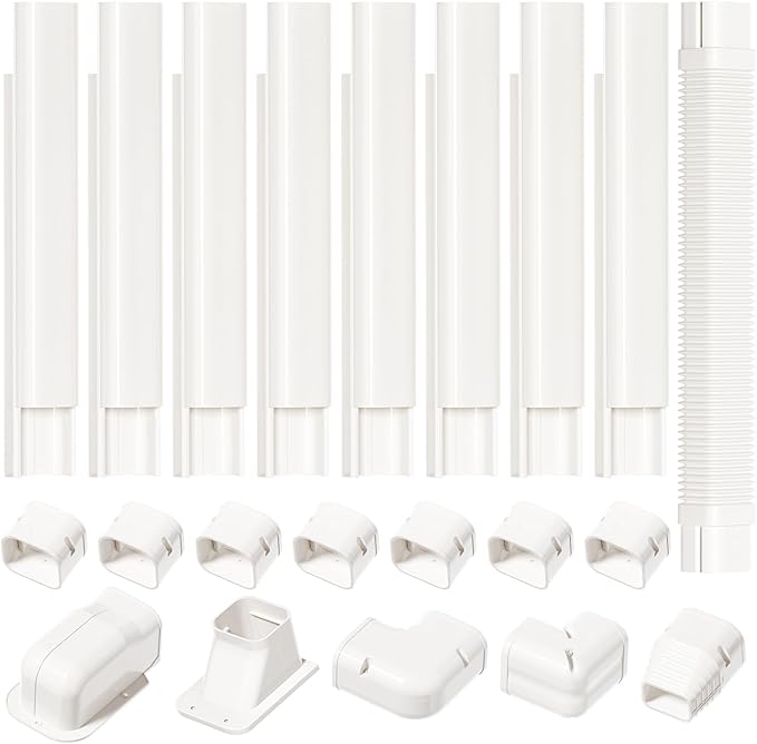 3" W 13.5Ft L Line Set Cover Kit for Mini Split Air Conditioners Decorative PVC Slim Line Cover for Central AC & Heat Pumps Systems Tubing Cover
