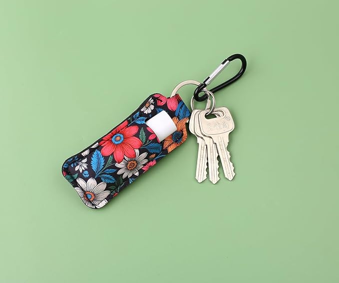 COOKOOKY Keychain Holder for Chapstick Lipstick Lip Gloss Cute Lip Balm Keychain Holder with Clip