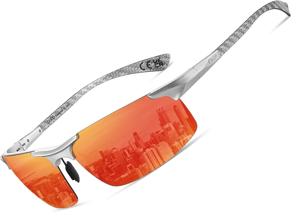 DUCO Polarized Sunglasses Mens Ultralight Carbon Fiber Sun Glasses for Men Driving Sports Fishing UV400 Protection DC8277