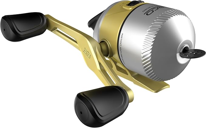 Zebco 33 Gold Spincast Fishing Reel, Changeable Right or Left-Hand Retrieve, All-Metal Gears, Pre-Spooled with Zebco Cajun Fishing Line