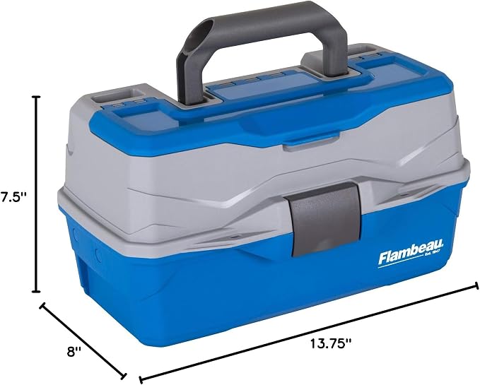 Flambeau Outdoors 6382TB 2-Tray Tackle Box - Classic Fishing Lure Storage Organizer,Medium Portable Tackle Box,15 Tray Compartments,Blue/Gray,(Pack of 6)