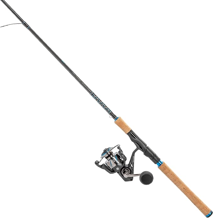 Quantum Benchmark Spinning Reel and Fishing Rod Combo, Graphite Composite Blank, 5+1 Bearings, Silver/Blue