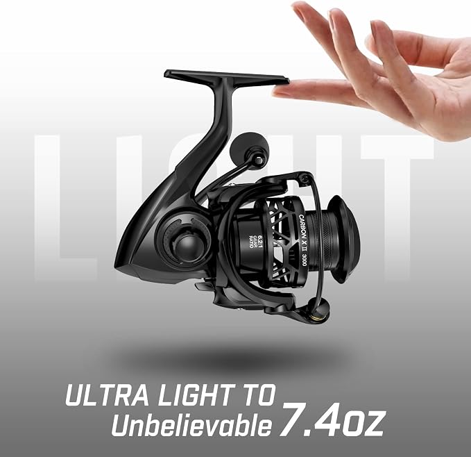 Piscifun Carbon X II Spinning Reels, Light to 5.5oz, Upgrade Carbon Frame Rotor, 22LBs Max Drag, 10+1 Shielded BB, 6.2:1/5.2:1, Smooth Powerful Freshwater Saltwater Spinning Fishing Reel