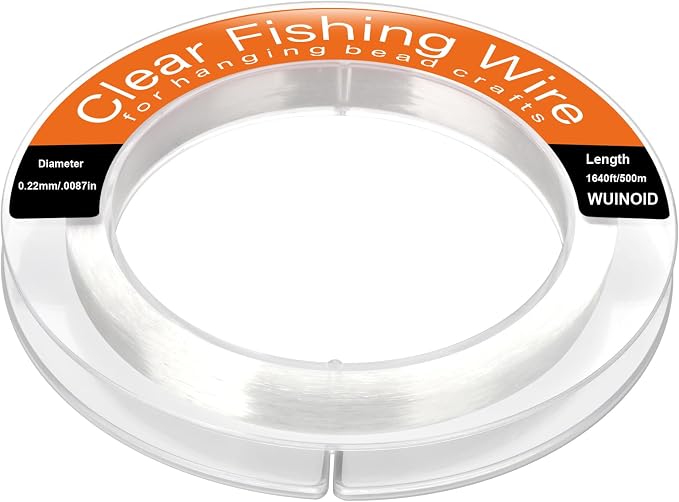 Clear Fishing Line Wire 755 ft, Invisible Monofilament Fishing Line Wire, Nylon String for Hanging Balloons Garland Crafts Picture Decorations, Clear String Threads Cords WUINOID