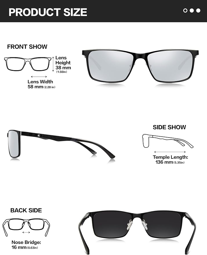 BIRCEN Polarized Mens Sunglasses for Driving: UV Protection Al-Mg Metal Sunglasses Lightweight Shades for Fishing Travel Golf