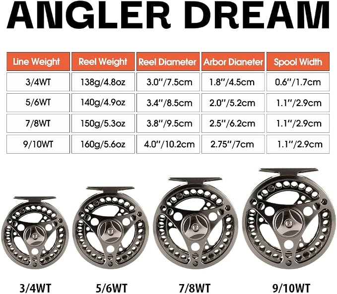 EX-ALC Fly Reel 3/4 5/6 7/8 9/10WT CNC Machined Large Arbor Aluminum Fly Fishing Reels Silver/Gunsmoke Fly Reels