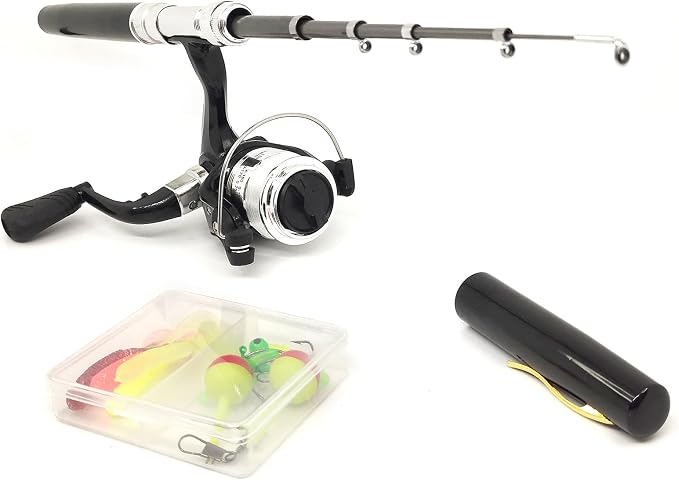 Pocket Mini 38inches Telescopic Pen Fishing Rod and Reel Combo, Portable Fishing Pole with Line Lure Hook for River Lake Reservoirs Ice Etc