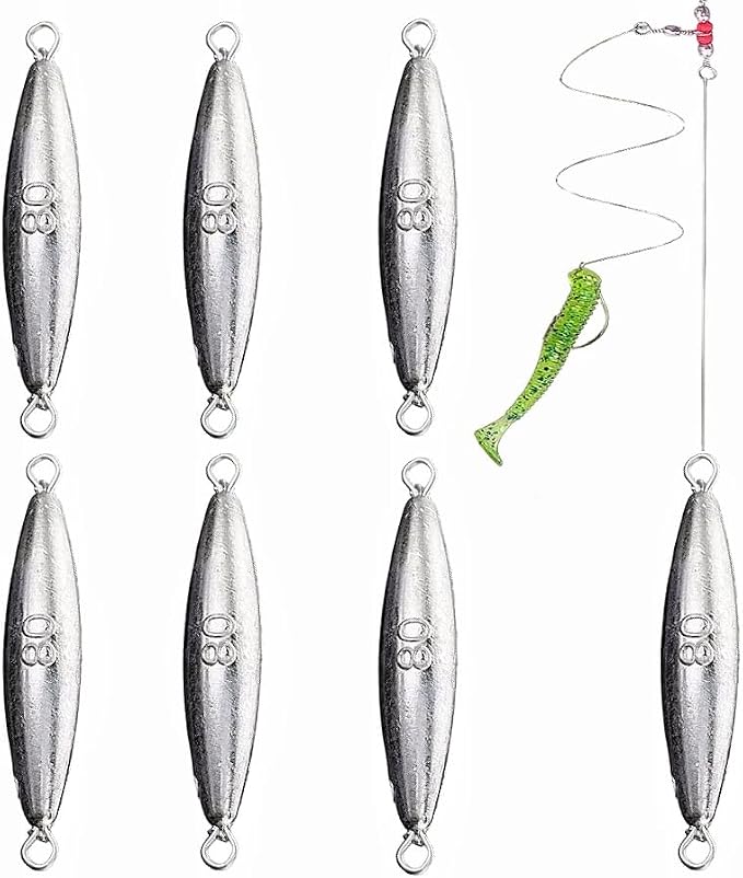10PCS Fishing Weights Torpedo Sinkers Inline Trolling Sinkers Weights Kit Fishing Sinkers Catfishing Sinkers Saltwater Fishing Torpedo Weights Double Ring Sinkers - 1oz(30g)