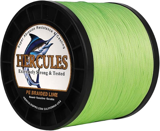 HERCULES Cost-Effective Super Cast 8 Strands Braided Fishing Line 10LB to 300LB Test for Salt-Water,109/328/547/1094 Yards(100M/300M/500M/1000M),Diam.#0.12MM-1.2MM,Hi-Grade Performance,Variety Colors
