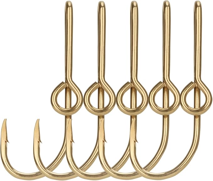 THKFISH Fishing Hooks Hat Pins - Gold Fish Hook Tie Clips 5PCS