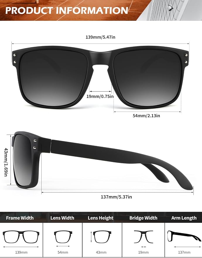 KALIYADI Polarized Sunglasses for Men and Women Vintage Style Sun Glasses for Fishing Running Driving with UV Protection