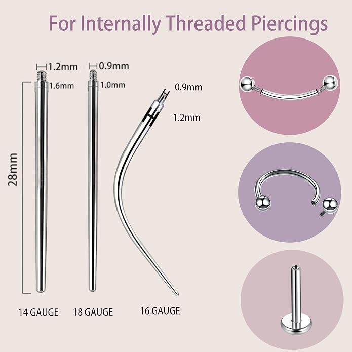 Piercing Ball Grabber Tool and Piercing Taper 16G 18G 14G for Flat Back Threader Earring Insertion, Stainless Steel Piercing Tool Kit