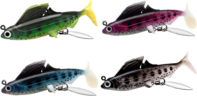 5 Arms Alabama Rig Fishing Lure, Umbrella Rig with Spinner for Striper, A-Rig for Boat Trolling Frashwater/Saltwater, with Soft Swimbait and Hooks for Bass Crappie Walleye Pickerel Trout Perch