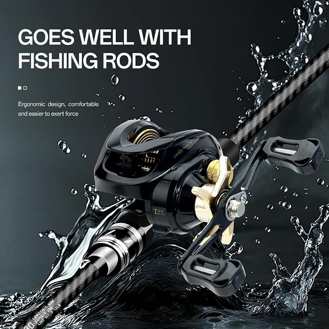 Fishing Baitcasting Reel, Baitcaster Fishing Reels with 18+1BB Stainless Steel Ball Bearings,Magnetic Braking System for Fishing Saltwater Freshwater, Available in 7.2:1