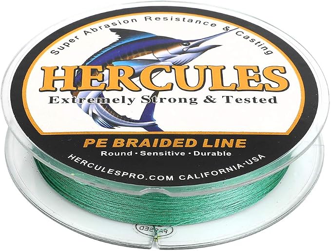HERCULES Cost-Effective Super Cast 8 Strands Braided Fishing Line 10LB to 300LB Test for Salt-Water,109/328/547/1094 Yards(100M/300M/500M/1000M),Diam.#0.12MM-1.2MM,Hi-Grade Performance,Variety Colors
