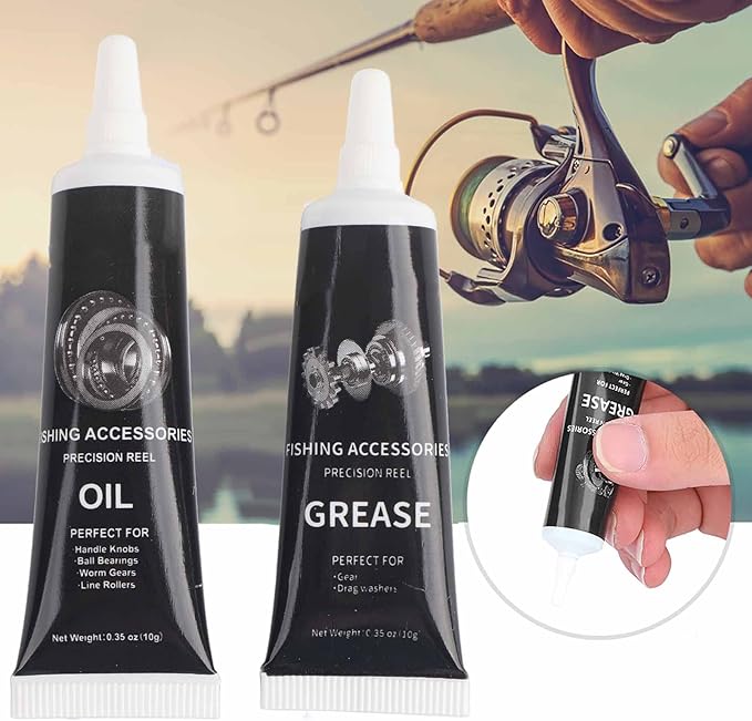 Fishing Reel Lubrication Kit, Maintenance Oil & Grease Set, Suitable for Spinning and Low - Profile Reels (Black)