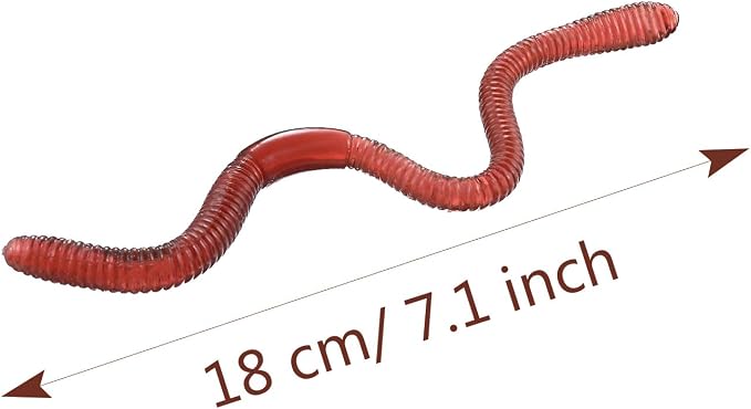 60 Pieces Fake Earthworm Faux Trick Toy Plastic Soft Stretchy Realistic Earthworms Simulated Fishing Lures Baits for Halloween Decoration