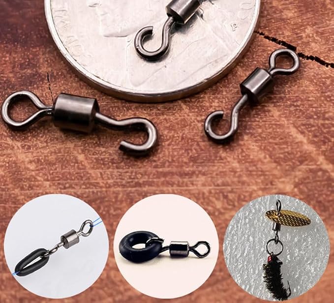 100 pcs Fishing Swivels Open Eye Rolling Swivel Quick Change Leader Line Connector