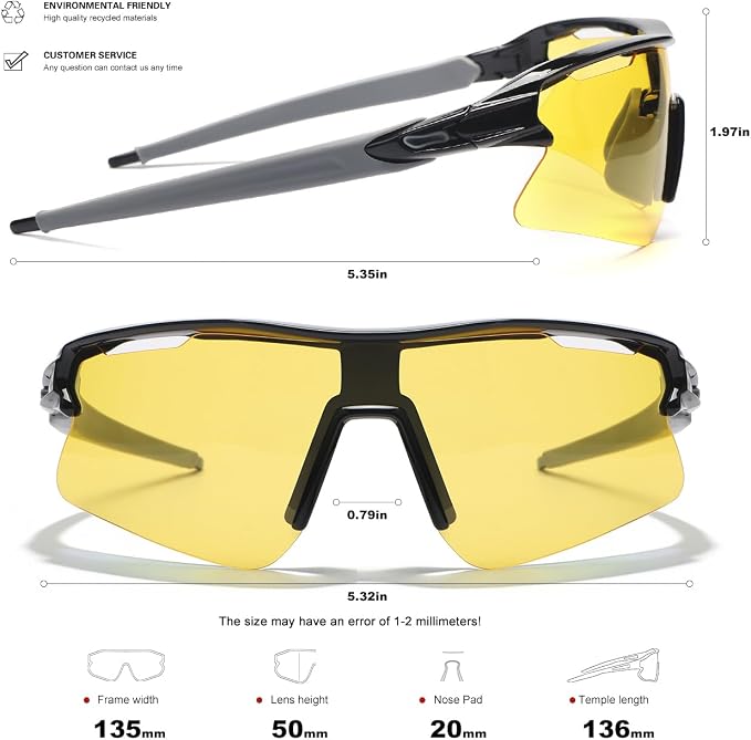SEKKAF Polarized Sports Sunglasses for Men Women and Youth, UV400 Protection Ideal for Cycling Baseball Fishing Golf Running
