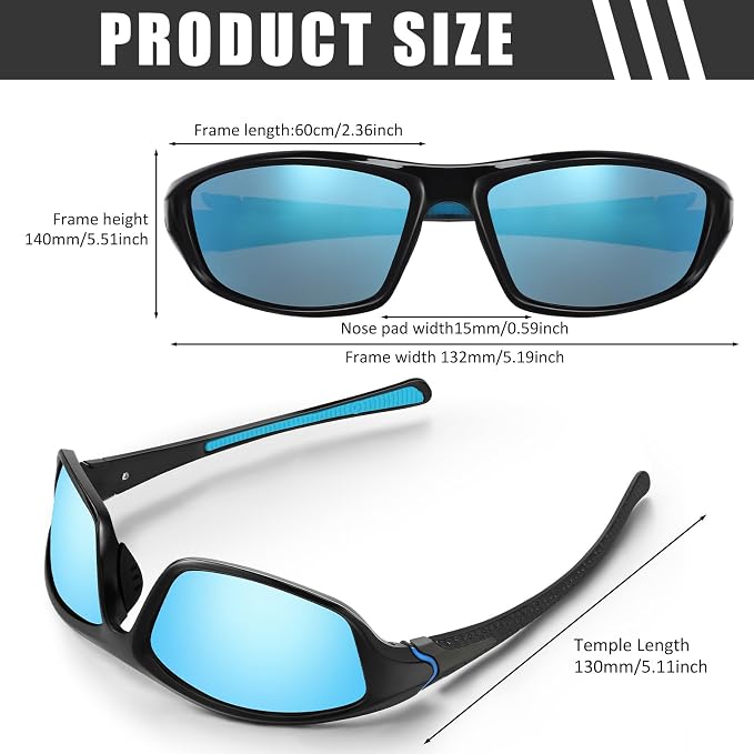 TOODOO 4 Pairs Men Polarized Sunglasses with UV Protection Driving Glasses Sports for Sport Outdoor Activities