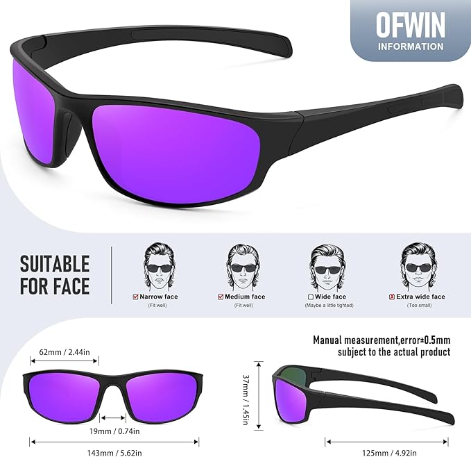 Sports Polarized Sunglasses for Men Women Wrap Around Sun Glasses Fishing Cycling Driving Running UV Protection