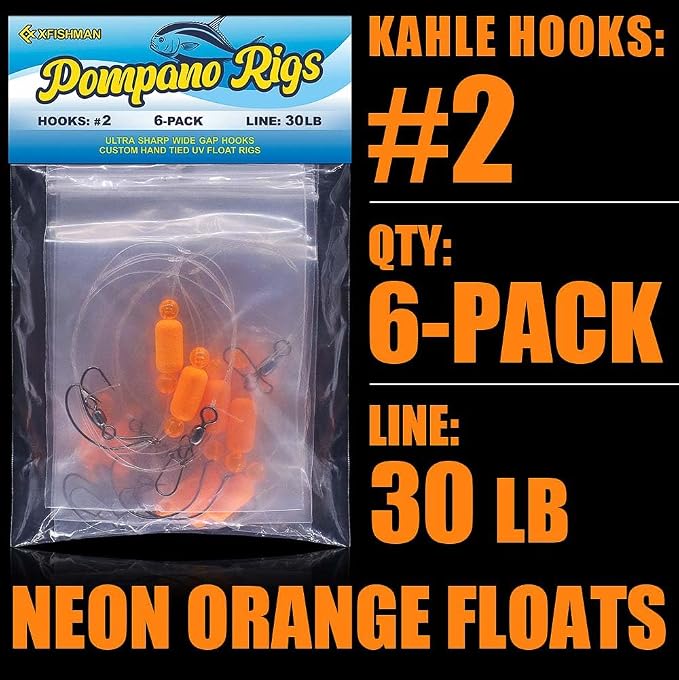 Pompano-Rigs-for-Surf-Fishing-Saltwater-Gear with Double Circle & Wide Gap Hook-6-Pack Surf Fishing Tackle