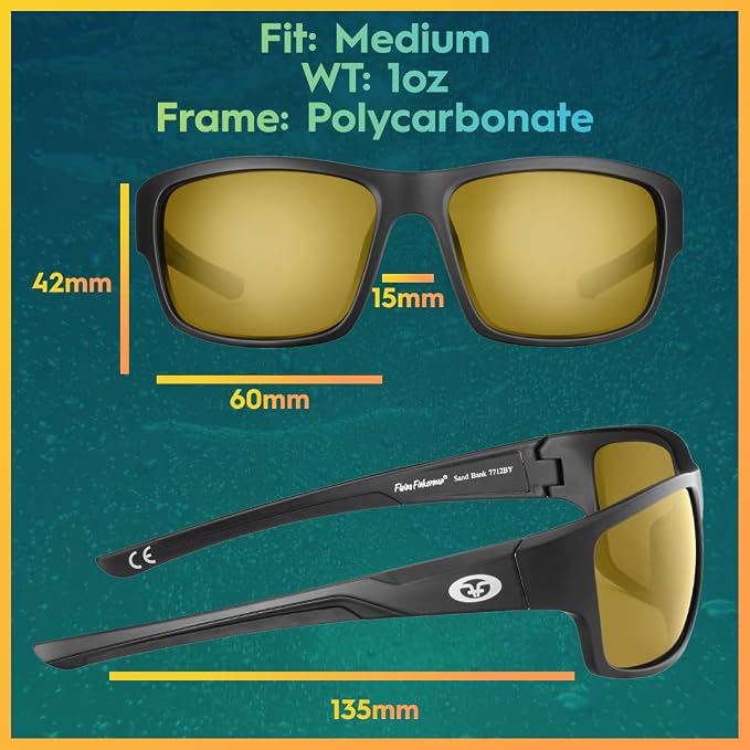 Flying Fisherman Sand Bank Polarized Sunglasses for Men, Women, Fishing, Boating, Outdoor Sports, 100% UV Protection