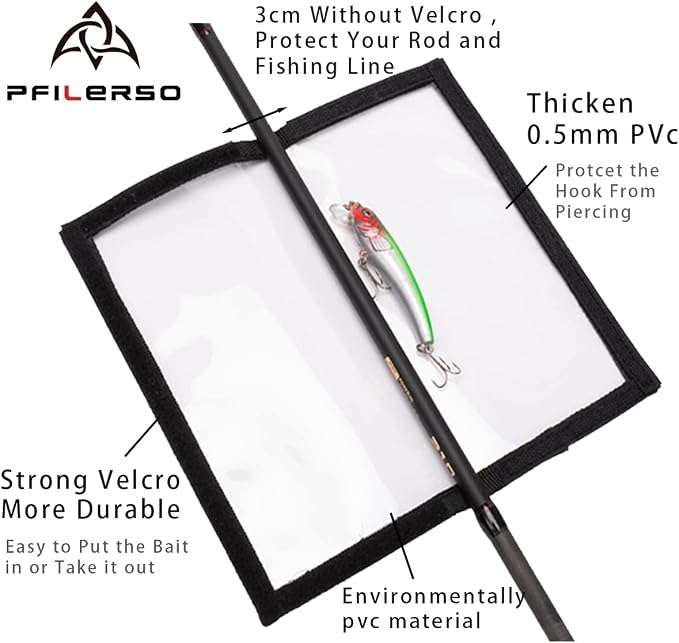 Fishing Lure Wraps 12PCS Clear See-Through PVC Fishing Lure Covers Protect Children Pets and Fishermen Safe from Sharp Hook Transparent Lures Fishing Bait Hook Storage 6L+6M