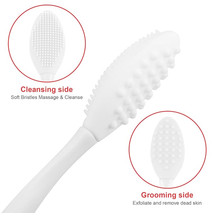 Lip Scrub Brush,Double-Sided Silicone Exfoliating Lip Brush Tool for Smoother and Fuller Lip Appearance,White,2pcs