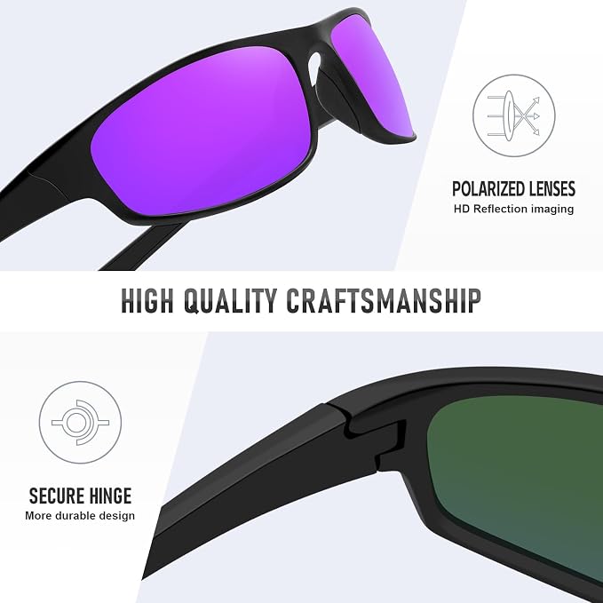 Sports Polarized Sunglasses for Men Women Wrap Around Sun Glasses Fishing Cycling Driving Running UV Protection