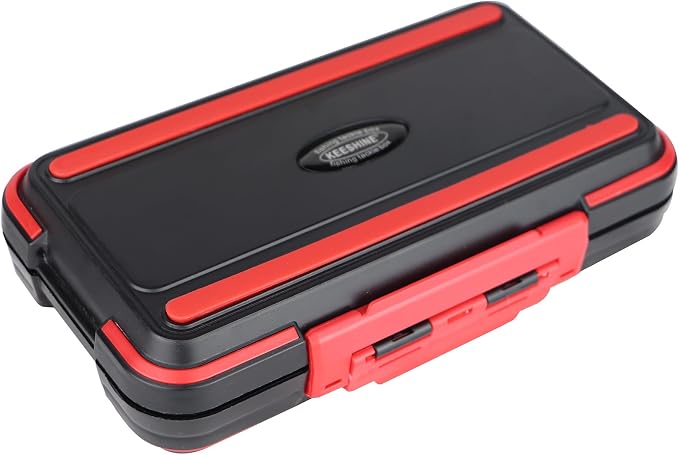 small tackle box, mini waterproof fishing tackle box organizer, double sided organizer travel box(L Black)