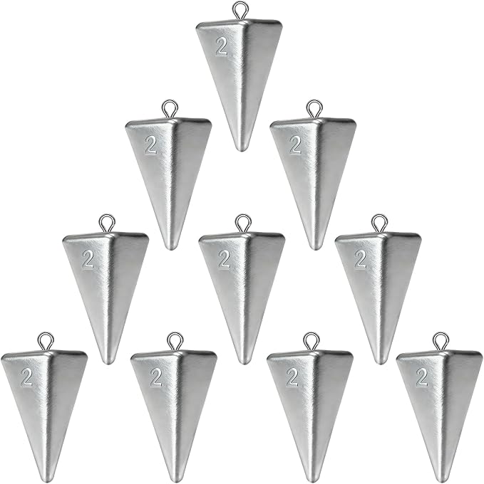 Pyramid Sinkers Fishing Weights Assortment 1oz-4oz, Surf Casting Sinkers for Saltwater Beach Fishing, Triangle Lead Weights Anti Roll Strong Hold