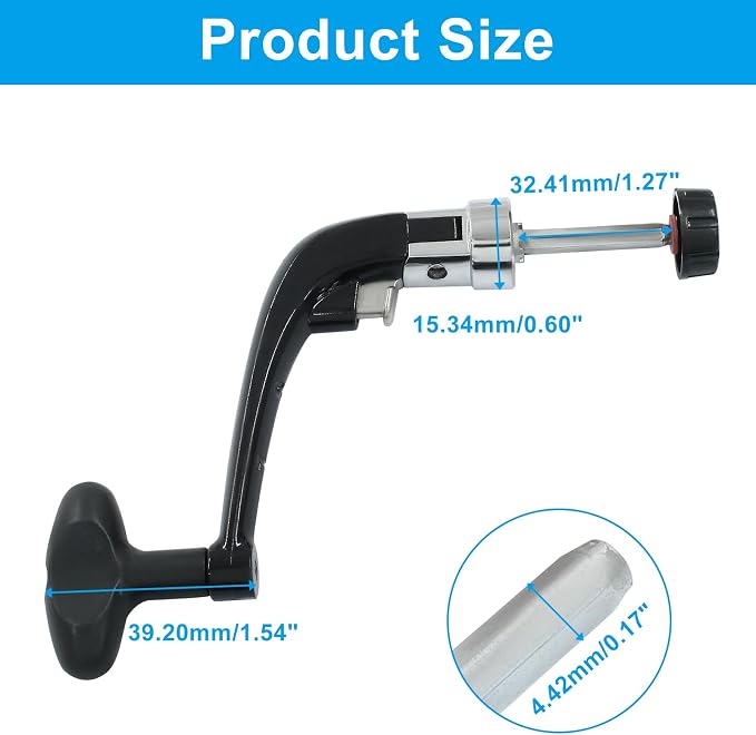 2Pcs Fishing Reel Rotary Knob, Black Fishing Spinning Reel Handle for Fishing Handle Replacement Parts, Fishing Power Handle, 3.54"(90mm) Large Size