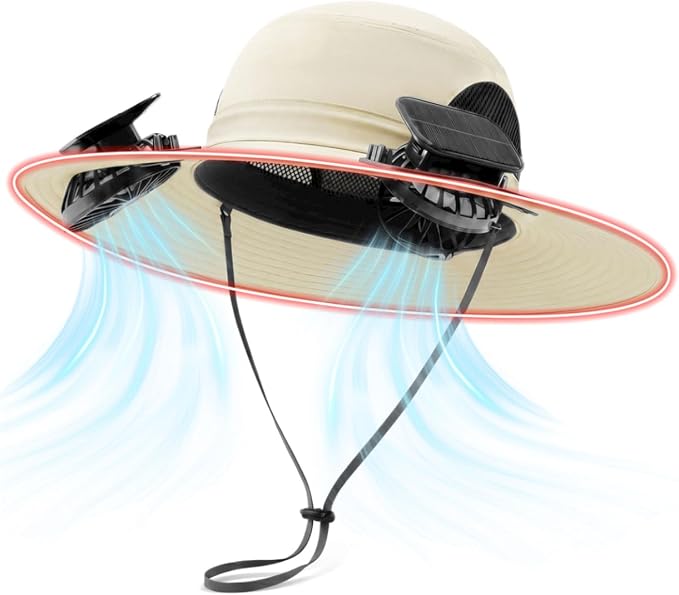 Solar Fan Hat with Steel Brim for Men Women UPF 50+ Garden Outdoor Fishing Beach Essential