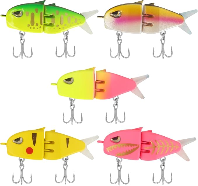 Popper Top Water Fishing Lure: Whopper Fishing Lures with Floating Rotating Tail Barb Treble Hooks Saltwater Freshwater for Bass