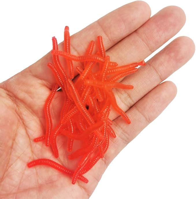 1.6in/3.3/3.9in Fishing Soft Lure Trout Worm Earthworm Bait Lifelike Fake Bloodworm Grub Worm Soft Fishing Lure Baits