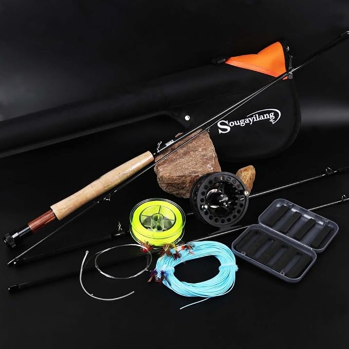 Sougayilang Saltwater Freshwater Fly Fishing Rod with Reel Combo Kit