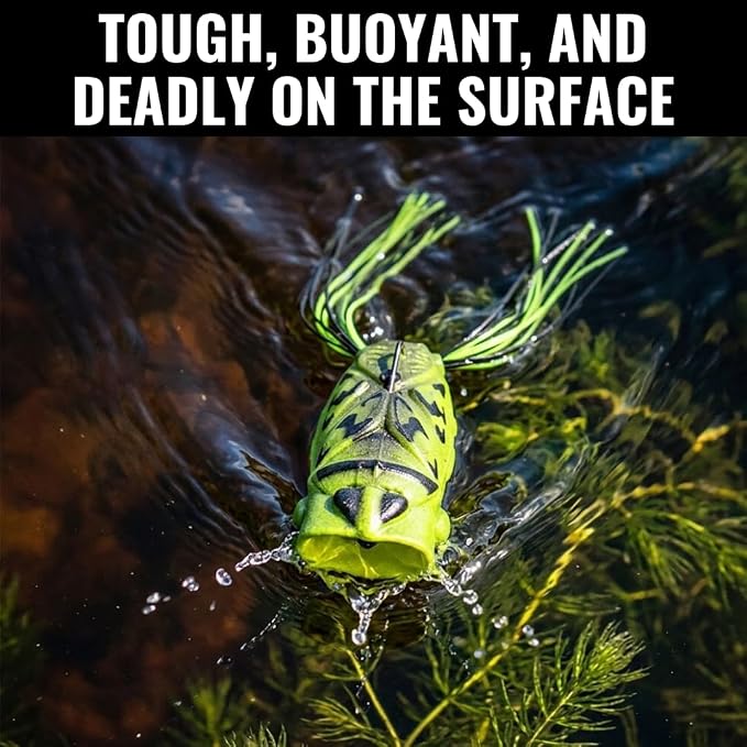 LUNKERHUNT Top Water Bass Fishing Lures | Realistic Weird Fishing Bait for Bass Fishing | Weedless bass Fishing Lures for Freshwater & Saltwater | Frog, Spider & Dragonfly (Bug Combo)