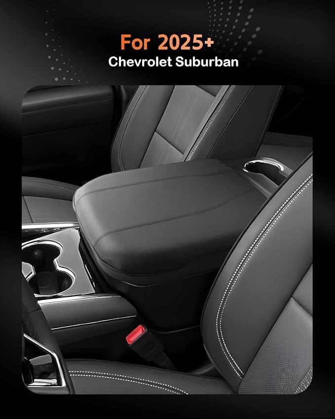 CDEFG for 2025 2026 Chevrolet Suburban Center Console Cover Armrest Box Cover for Suburban (LS, LT, RST, Z71, Premier, High Country) Accessories Console Arm Rest Protector
