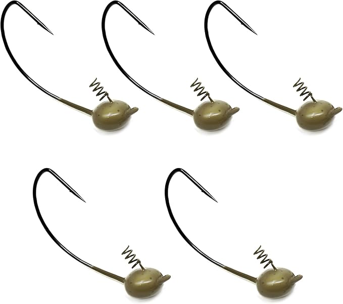 Reaction Tackle Tungsten Shaky Head Jigs for Bass Fishing - Premium Fishing Hooks, Ideal Shaky Head Jig to Catch Big Bass and Other Fish - (5-Pack)
